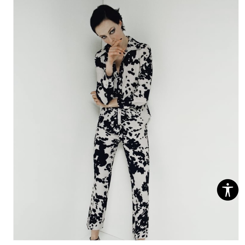 ZARA ANIMAL PRINT MINI FLARE PANTS